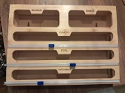 nowy bambusowy organizer z nożykami do kuchni na papier, folię itp. 