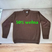 Sweter myśliwski 50% wełna Somlys, r.XL-super stan