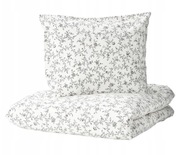IKEA KOPPARRANKA KOMPLET POŚCIELI bawełna BIAŁY Z SZARYM WZOREM 200x200