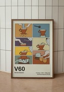 Plakat „V60” jasny, kawa - grafika A2 retro