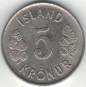 Islandia 5 koron kronur 1974 - 21 mm