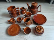 Porcelana Pruszków kratka brązowy 