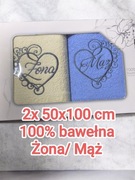 Zestaw prezentowy - Komplet ręczników Żona Mąż 2szt 50x100, 100% bawełna 