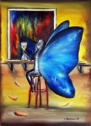 Obraz olejny "Poczekalnia" płótno, surrealizm