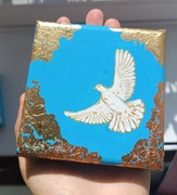 Obraz 10x10 cm Duch Święty, ptak, złoty, złoto, religijny