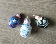 Trzy bombki matrioszki ludowe ręcznie wykonane