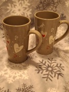 KOMPLET 2 KUBKÓW KUBKI WYSOKIE SERCE WALENTYNKI HOME&YOU