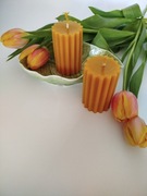 Świeca walec z ząbkami z wosku pszczelego