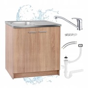 SZAFKA KUCHENNA STOJĄCA 50X80 DĄB ZLEW BATERIA MOCOWANIA 