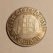 Moneta 5 guldenów - Wolne Miasto Gdańsk.
