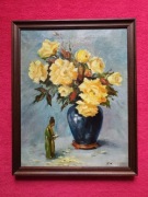 Stary obraz na płótnie sygnowany kwiaty