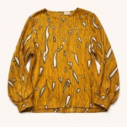 Bluzka damska XL musztardowa artystyczny wzór boho elegancka