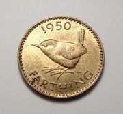 Wielka Brytania farthing 1950 PIĘKNA!