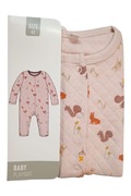 Pajacyk niemowlęcy r. 62 – różowy, bawełniany, ze zwierzątkami