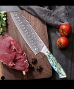 Japoński nóż szefa kuchni Santoku stal Damasceńska Idealny prezent