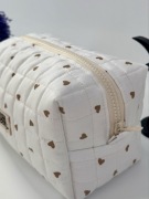 Quilted Essential Boxy Pouch with Hearts Pattern