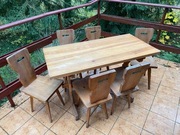 Stół i 6 krzeseł w stylu góralskim Cepelia