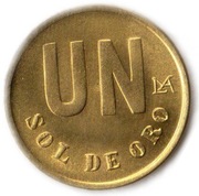 PERU 1 sol de oro 1981, KM# 266.2, UNC, mały typ, znak mennicy