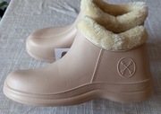 Buty ogrodowe damskie ocieplane beżowe nowe rozmiar 39 kalosze