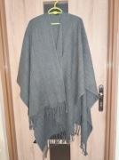 97 Szare ponczo szal z frędzlami rozmiar uniwersalny