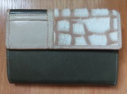 Portfel damski zielony skórzany beżowy oliwkowy skóra naturalna okazja