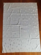 Obrus biały w srebrzyste liście / listki 140x200cm | PRL, vintage