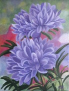 Obrazek: ręcznie malowany"  Astry"  30 x 24cm