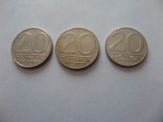 ZESTAW 3 MONET 20 ZŁ.,Z OBIEGU