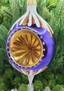 Bombka szklana Owal fi80mm z reflektorem ręcznie dmuchana i dekorowana!Wz84