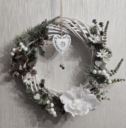 Wianek świąteczny Boże Narodzenie wikliny biały