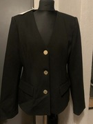 ZARA żakiet marynarka wdzianko narzutka z wiskozą taliowana złote guziki