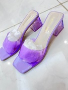 Klapki różowe fioletowe przezroczyste 38