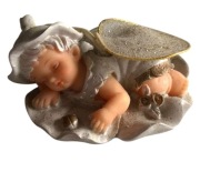 Figurki Aniołków Figurka Aniołek leżący śpiący na kwiatku chmurce 3cm