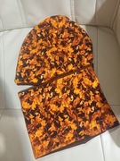 Nowy komplet komin I czapka dwuwarstwowy do 59 cm obwód glowy 