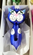 Bombki choinkowe szklane 1 szt niebieski KOTEK kształtka retro jak prl koty