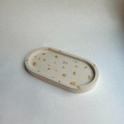 Podstawka z Gipsu polimerowego, Gipsu. Z płatkami złota 18 cm - HAND MADE!