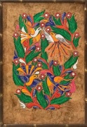 Obraz, sztuka ludowa #1, ręczne malarstwo na korze amate, Meksyk, 39*56 cm