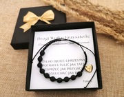 Bransoletka podziękowanie dla chrzestnego chrzest prezent kamienie pytanie