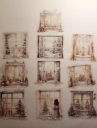 duże naklejki 10 szt zimowe okna kremowe scrapbooking