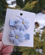 Mini spinki spineczki do włosów handmade 2 szt. szydełkowe kwiatki 