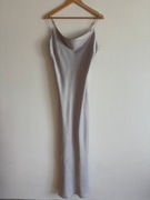 Szara srebrna sukienka maxi Reserved 42 XL na wesele długa na ramiączka