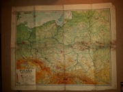 Polska mapa fizyczna 1966 rok.