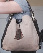 Reiss zamszowa torebka shopperka worek beżowa brąz skóra naturalna zamsz