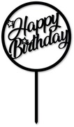 Topper na tort - czarny Happy Birthday