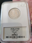 1złoty 1976bzm(rzadka) ms63!!! 