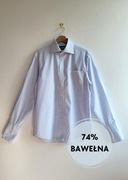 Elegancka błękitna koszula męska Next wyjściowa bawełna w kratę na okazję