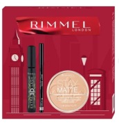 RIMMEL zestaw PUDER stay matte 001 + TUSZ extra 3D lash + KREDKA soft kohl