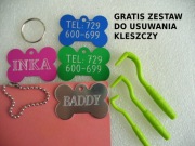 Adresówka dla psa grawerowany znaczek identyfikator z numerem telefonu kość