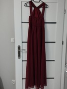 Nowa, burgundowa, długa sukienka, r. S