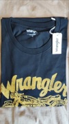 Wrangler Americana czarny t-shirt rozm XL jak XL/XXL nadruk złoty motocykl 